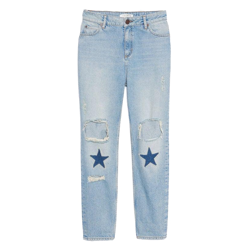 Sandro Monaco Embellished Patch Straight Leg Jeans