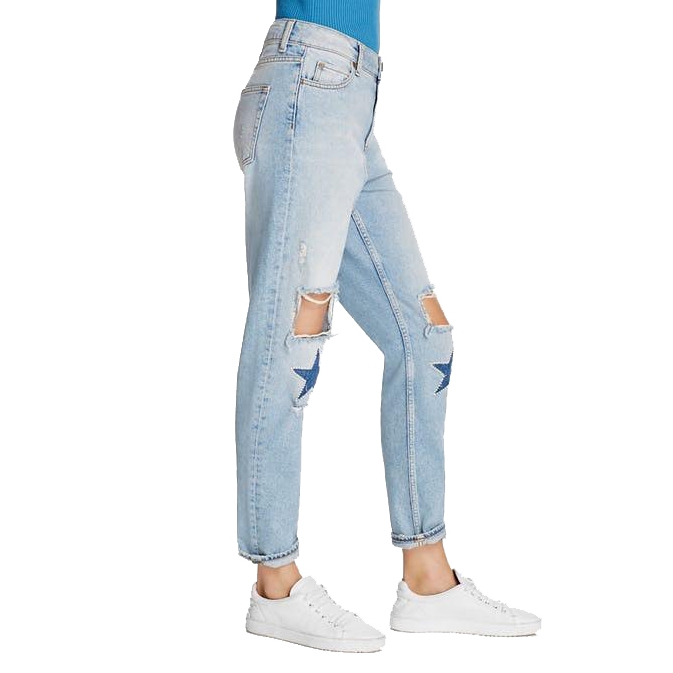 Sandro Monaco Embellished Patch Straight Leg Jeans