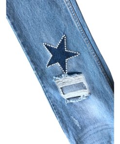 Sandro Monaco Embellished Patch Straight Leg Jeans