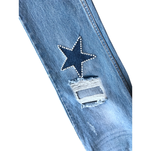Sandro Monaco Embellished Patch Straight Leg Jeans