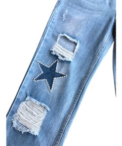 Sandro Monaco Embellished Patch Straight Leg Jeans
