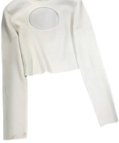 Proenza Schouler Circle Cut-Out Cropped Sweater