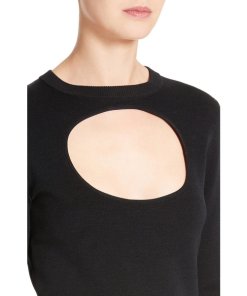 Proenza Schouler Circle Cut-Out Cropped Sweater
