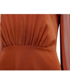 Alice + Olivia Cary Deep V-Neck Sheer Sleeve Fit & Flare Dress