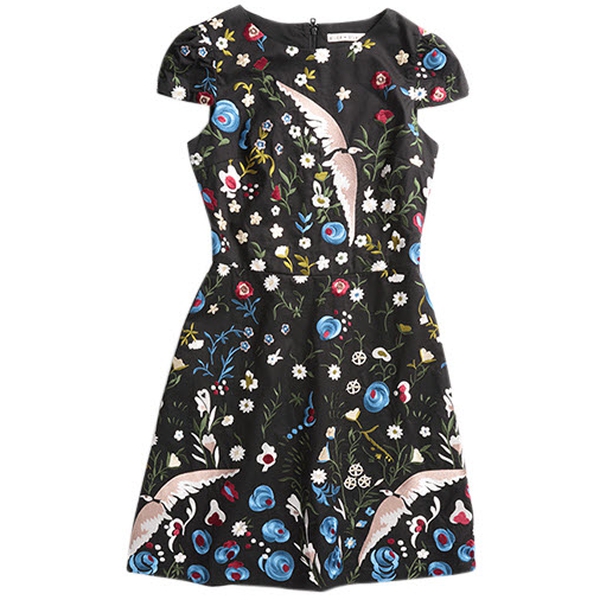 Alice+Olivia Ellen Embroidered Short-Sleeve Mini Dress Alice+Olivia Ellen Embroidered Short-Sleeve Mini Dress