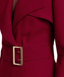 Burberry Buckle Detail Satin-Back Crepe Trench Dress