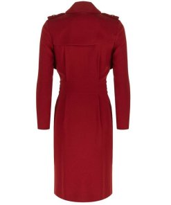 Burberry Buckle Detail Satin-Back Crepe Trench Dress