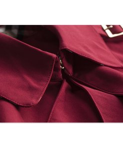 Burberry Buckle Detail Satin-Back Crepe Trench Dress