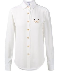 Loewe Cat Embroidered Silk Shirt