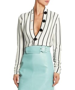 Balenciaga Striped Silk Jersey Cardigan