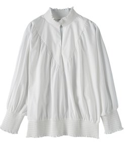 Maje Libou Smocked Cotton Poplin Blouse