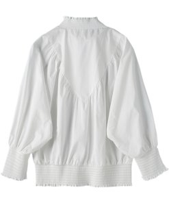 Maje Libou Smocked Cotton Poplin Blouse