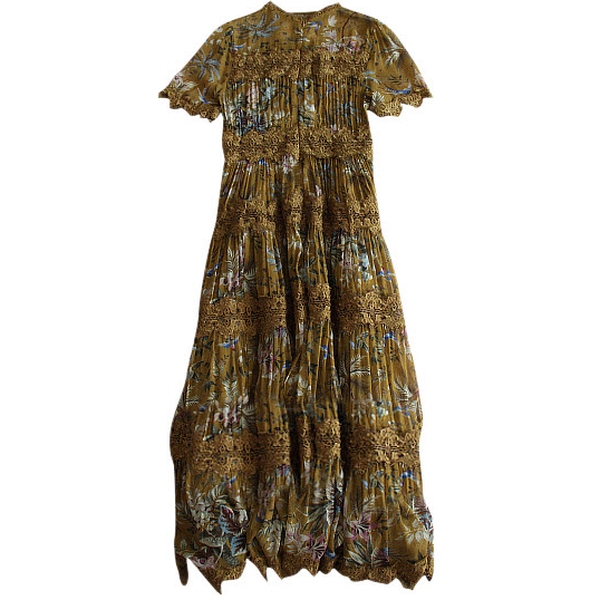 gold crinkle dress Silver Metallic Crinkle Maxi Dress – self-portrait-US main image 1