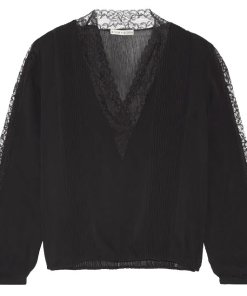 Alice + Olivia Kaitlyn Lace-Trimmed Stretch-Chiffon Blouse