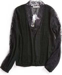 Alice + Olivia Kaitlyn Lace-Trimmed Stretch-Chiffon Blouse