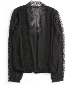 Alice + Olivia Kaitlyn Lace-Trimmed Stretch-Chiffon Blouse
