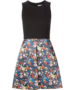 Alice + Olivia Floral Print Combo A-Line Dress