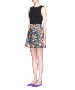 Alice + Olivia Floral Print Combo A-Line Dress