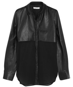 IRO Barper Leather-Top Silk Blouse