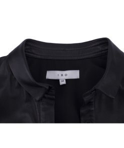 IRO Barper Leather-Top Silk Blouse
