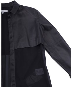 IRO Barper Leather-Top Silk Blouse