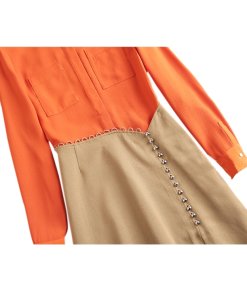 3.1 Phillip Lim Crepe Hopsack Combo Button Shirtdress