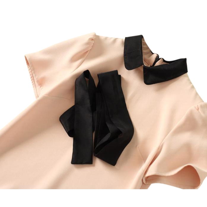 RED Valentino Tie Neck Ruffle Hem Dress