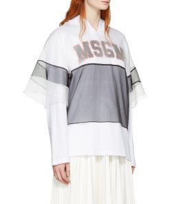 MSGM White Organza Layer Hoodie