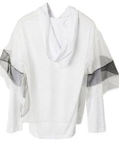 MSGM White Organza Layer Hoodie