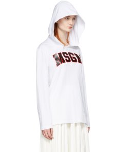 MSGM White Organza Layer Hoodie
