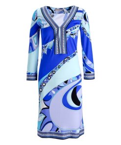 Emilio Pucci Printed V-Neck Kaftan Dress