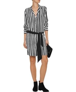 Equipment + Kate Moss Rosalind Belted Striped Washed-Silk Dress
