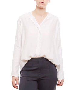 Céline Scalloped Placket Silk Blouse