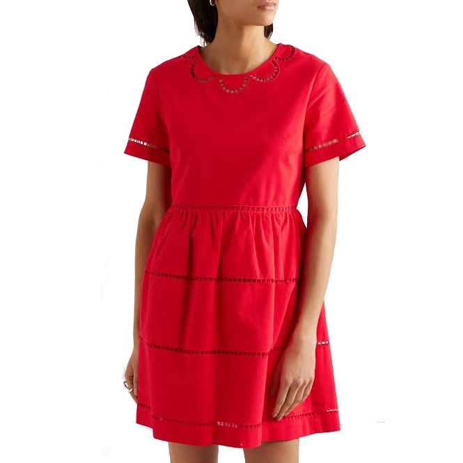 RED Valentino Embroidered Cotton Mini Dress  evaChic