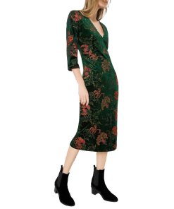 Uterque Velvet Floral Jacquard Dress