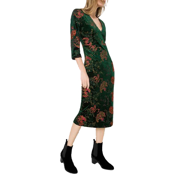 Uterque Velvet Floral Jacquard Dress  evaChic