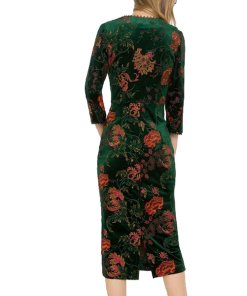 Uterque Velvet Floral Jacquard Dress