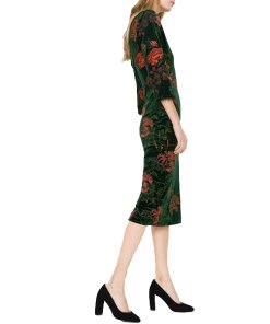 Uterque Velvet Floral Jacquard Dress