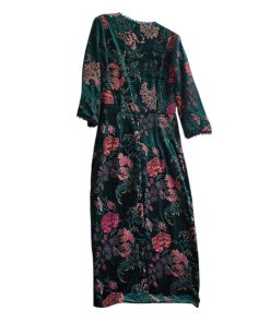 Uterque Velvet Floral Jacquard Dress