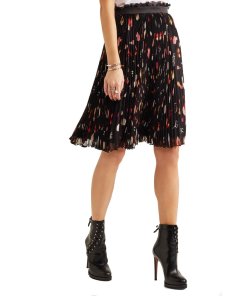Alexander McQueen Pleated Printed Silk Chiffon Skirt