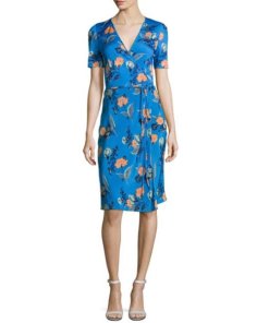 Diane von Furstenberg Floral Short-Sleeve Flared Wrap Dress