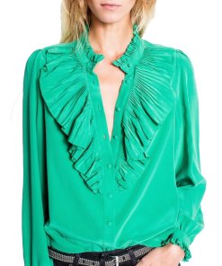 Zadig & Voltaire Tacco Ruffle Trim Silk Shirt