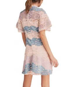 Burberry Flutter Sleeve Floral Lace Dress