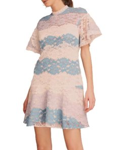 Burberry Flutter Sleeve Floral Lace Dress