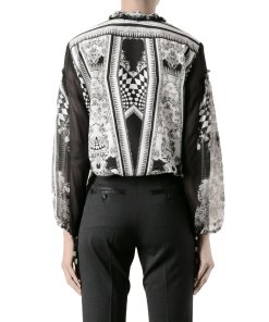 Roberto Cavalli Geometric Print Silk Blouse
