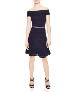 Sandro Masha Off-the-Shoulder Rib Knit Dress