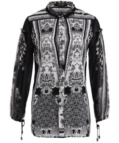 Roberto Cavalli Geometric Print Silk Blouse