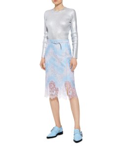Carven Belted Floral Lace Skirt