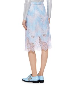 Carven Belted Floral Lace Skirt