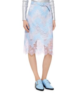 Carven Belted Floral Lace Skirt